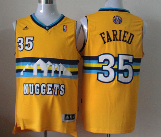 Men Denver Nuggets 35 Faried Yellow Adidas NBA Jerseys